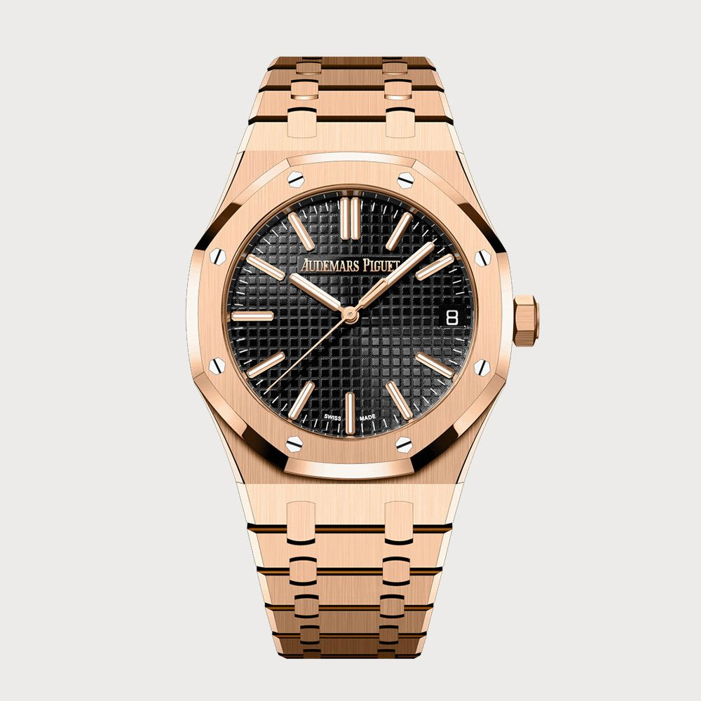 Audemars Piguet Royal Oak 41 With Black Dial In Rose Gold