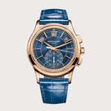 Flyback Chronograph Annual Calendar With Blue Dial In Rose Gold