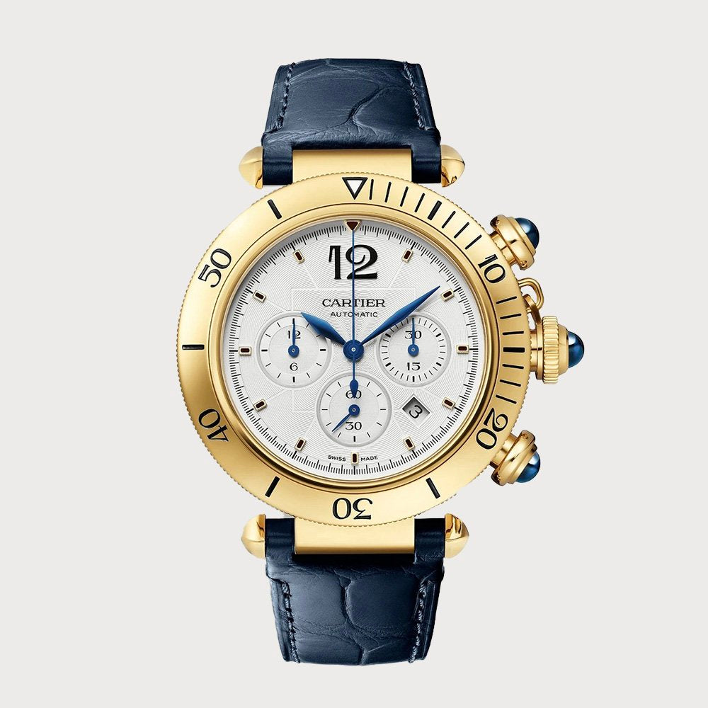 Cartier Pasha Chronograph 41mm In Yellow Gold With White Dial