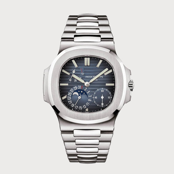 Patek Philippe Nautilus Moon Phases With Blue Dial In Stainless Steel