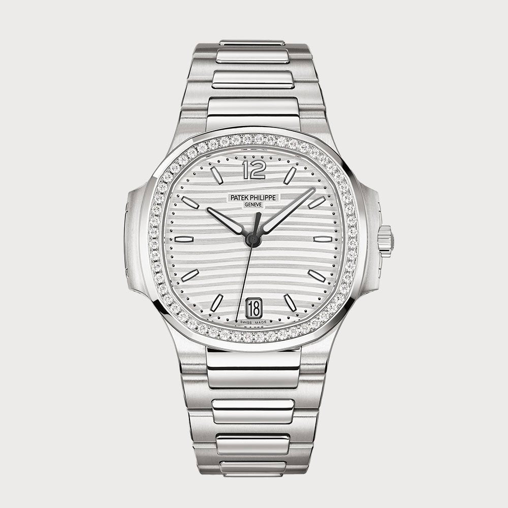 Patek Philippe Ladies Nautilus In Stainless Steel With A Diamond Set Bezel & White Dial