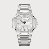 Ladies Nautilus In Stainless Steel With A Diamond Set Bezel & White Dial