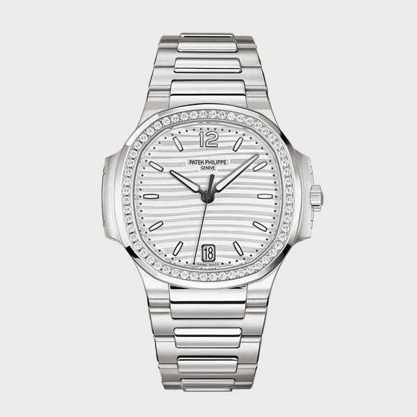 Patek Philippe Ladies Nautilus In Stainless Steel With A Diamond Set Bezel & White Dial
