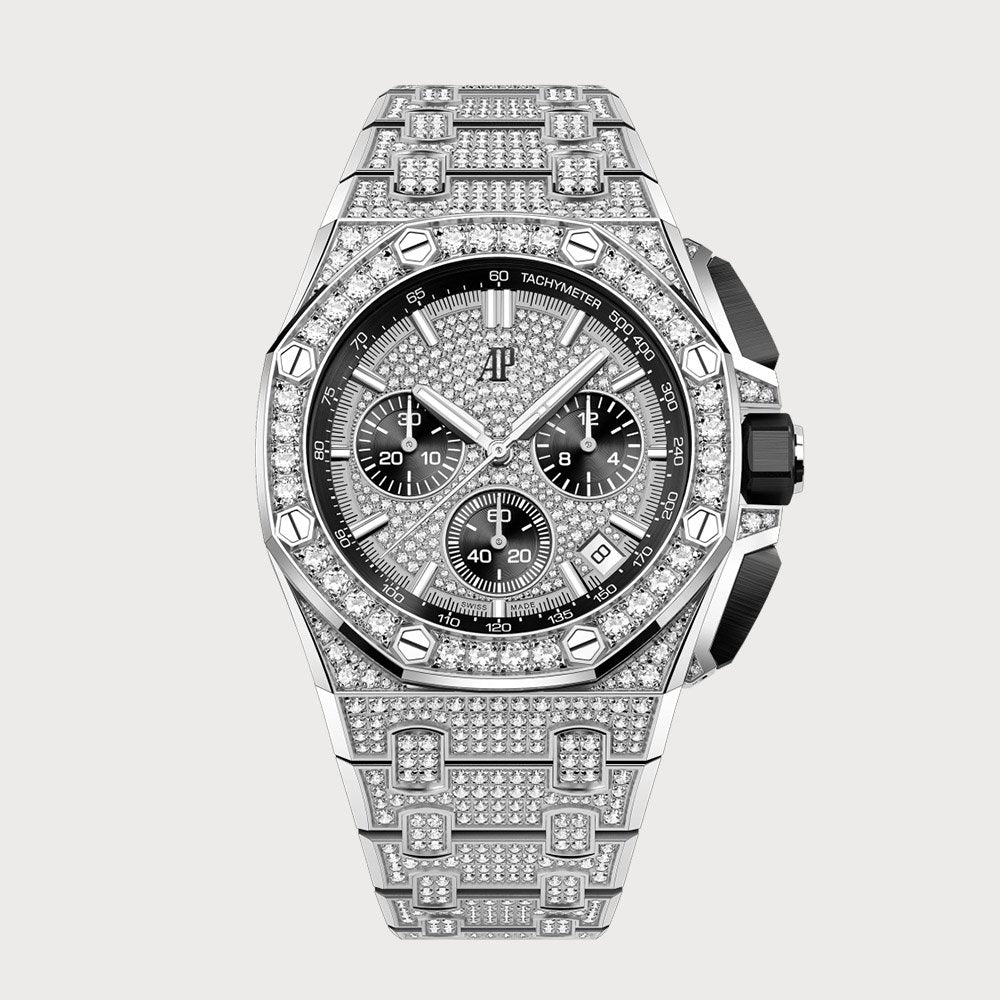 Audemars Piguet Royal Oak Offshore Chronograph Full Diamond Set On White Gold With Diamond Dial