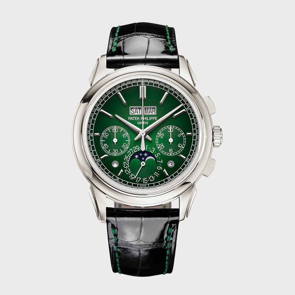 Patek Philippe Perpetual Calendar Chronograph With Green Dial In Platinum