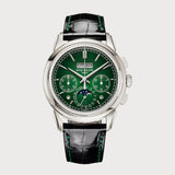 Perpetual Calendar Chronograph With Green Dial In Platinum