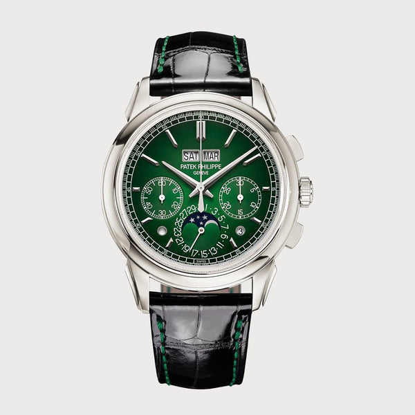 Patek Philippe Perpetual Calendar Chronograph With Green Dial In Platinum