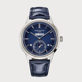 In-line Perpetual Calendar With Blue Dial In Platinum