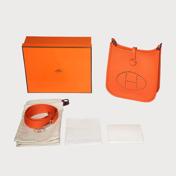 Evelyne 16 Orange Feu With Palladium Hardware In Taurillon Clemmence Leather