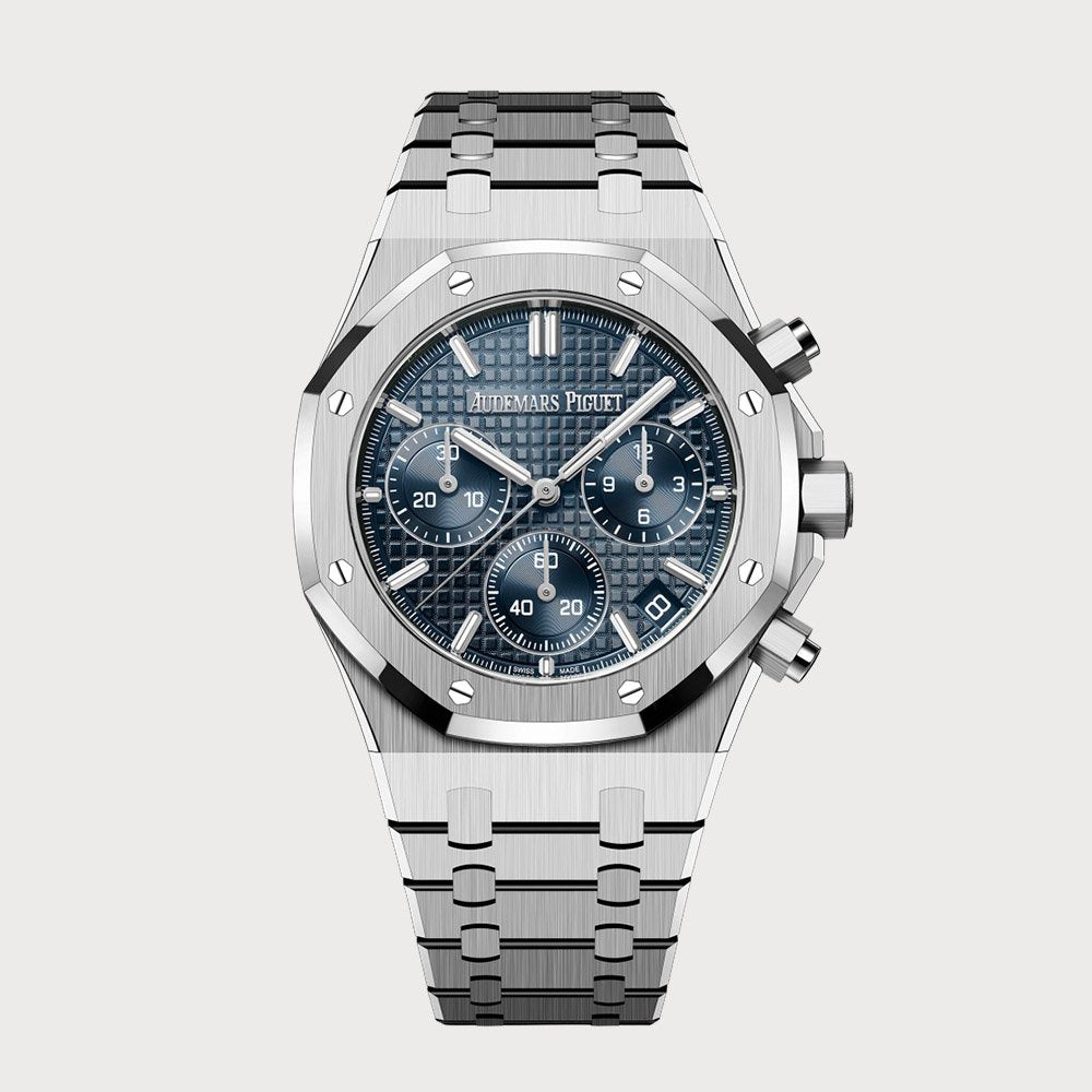 Audemars Piguet Royal Oak 41 Chronograph In Stainless Steel With A Blue Dial