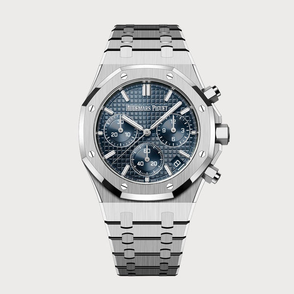 Audemars Piguet Royal Oak 41 Chronograph In Stainless Steel With A Blue Dial