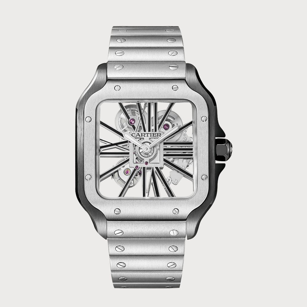 Cartier Santos Skeleton Grey In Stainless Steel