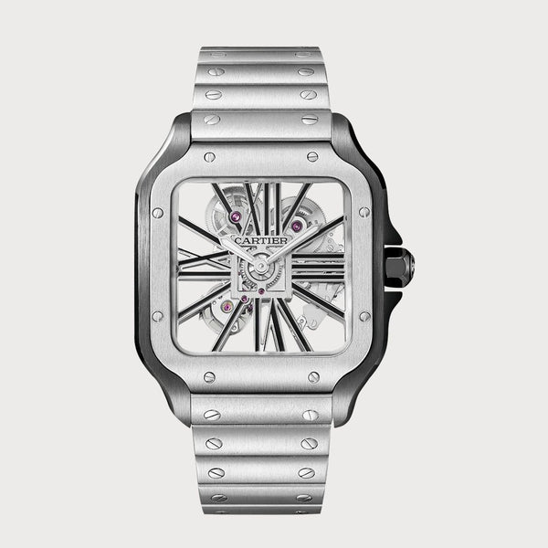 Cartier Santos Skeleton Grey In Stainless Steel