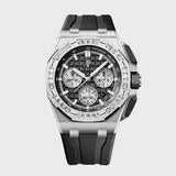 Royal Oak Offshore Chronograph Diamond Set Bezel On Rubber Strap With Black Dial