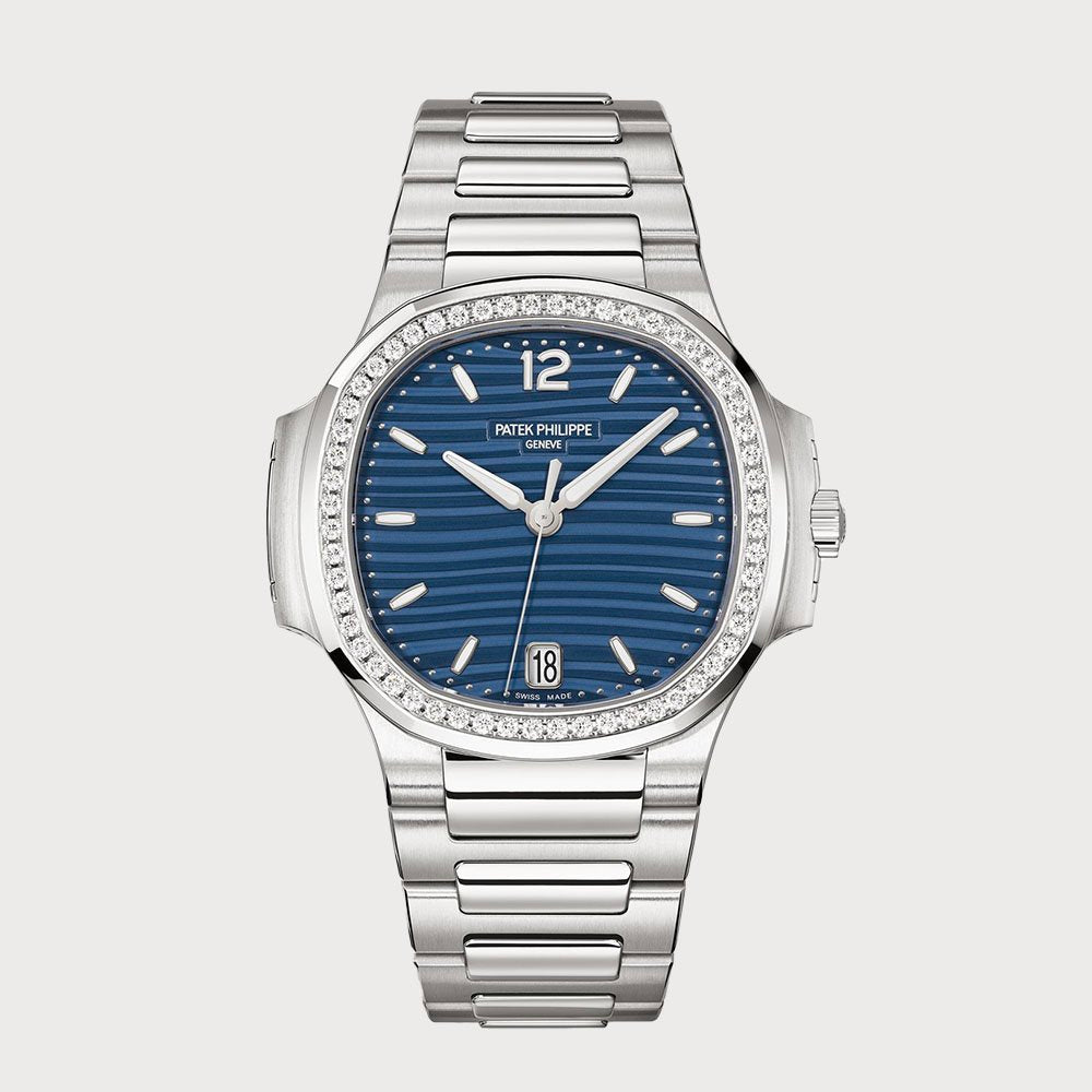 Patek Philippe Ladies Nautilus In Stainless Steel With A Diamond Set Bezel & Blue Dial