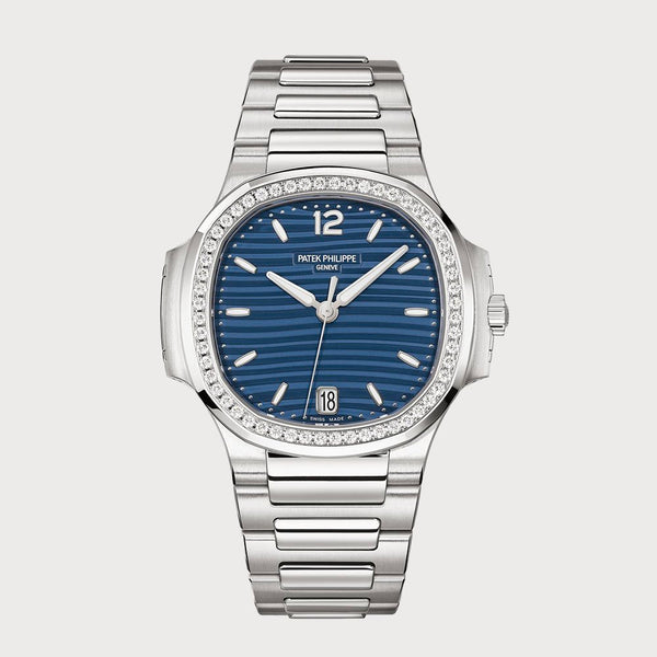 Patek Philippe Ladies Nautilus In Stainless Steel With A Diamond Set Bezel & Blue Dial
