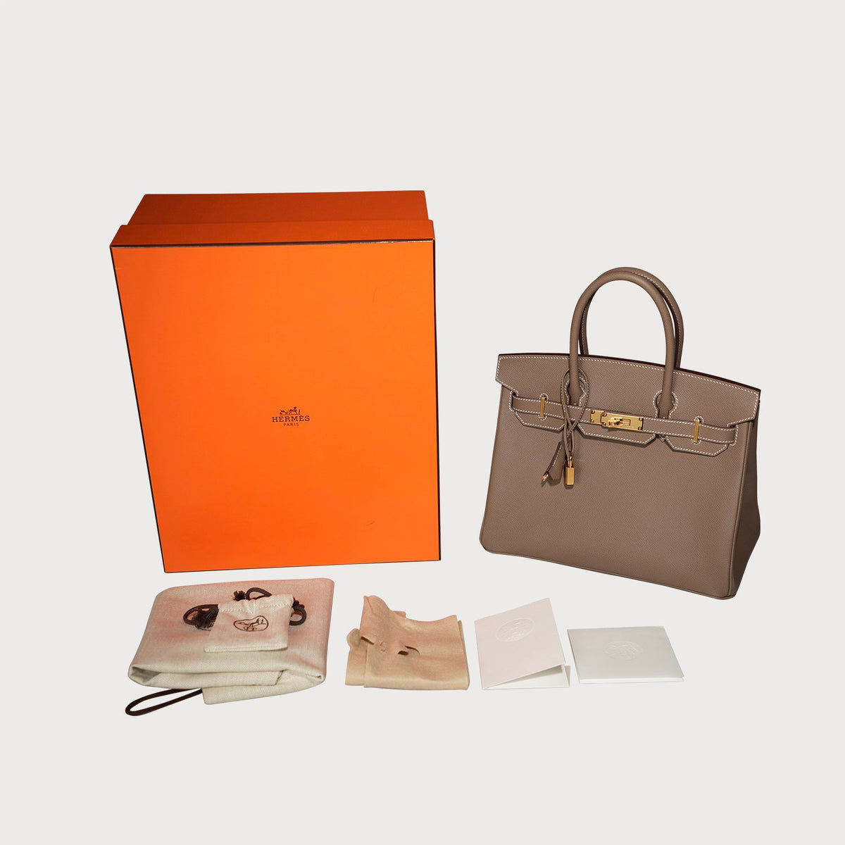 Hermès Hermes Birkin 30 Etoupe With Gold Hardware In Epsom Leather Retourne Shape - view 8