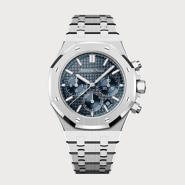 Audemars Piguet Royal Oak 38 Chronograph In Stainless Steel With Blue Dial