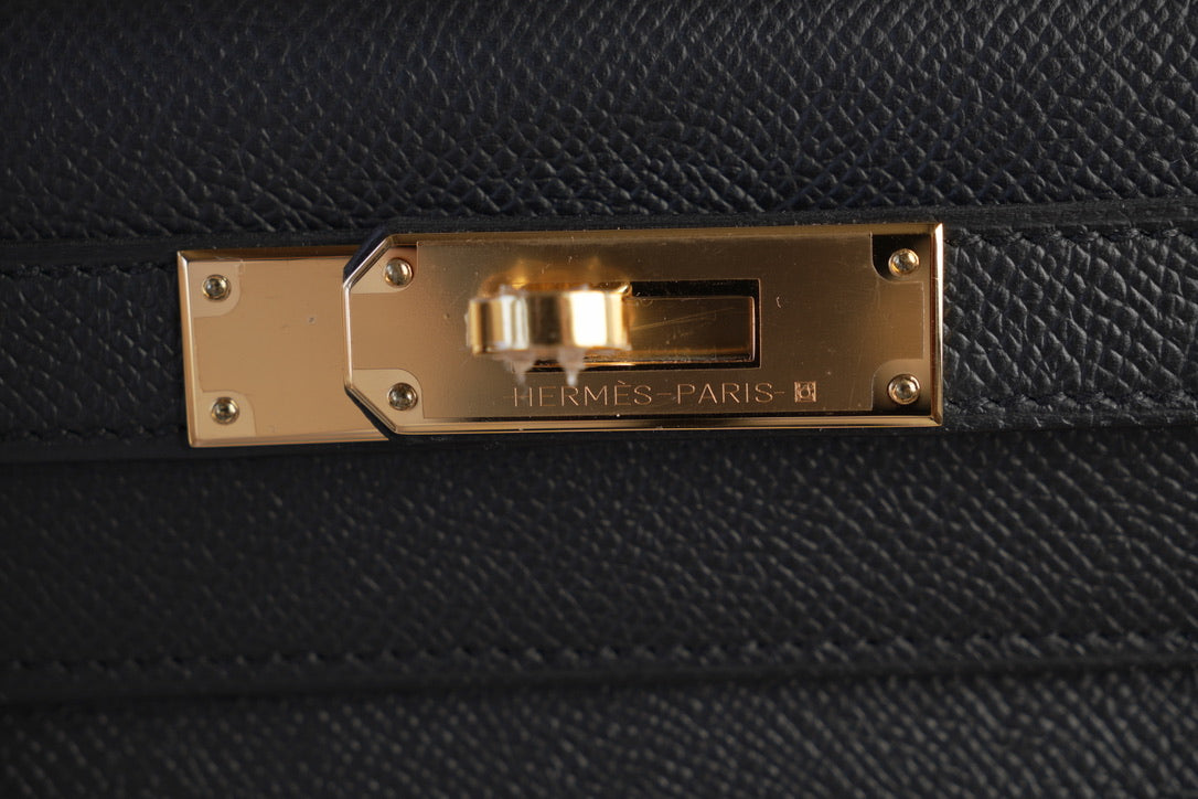 Hermes Kelly 28 Black Ghw Epsom