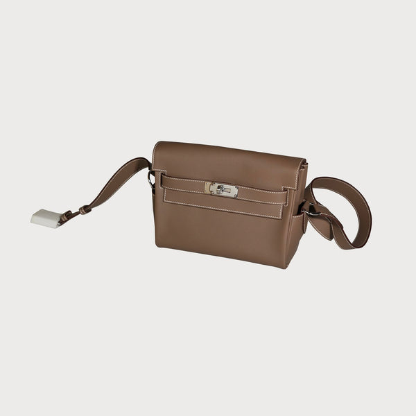 Hermès Kelly Messenger Pm Etoupe With Palladium Hardware In Evercolor Leather
