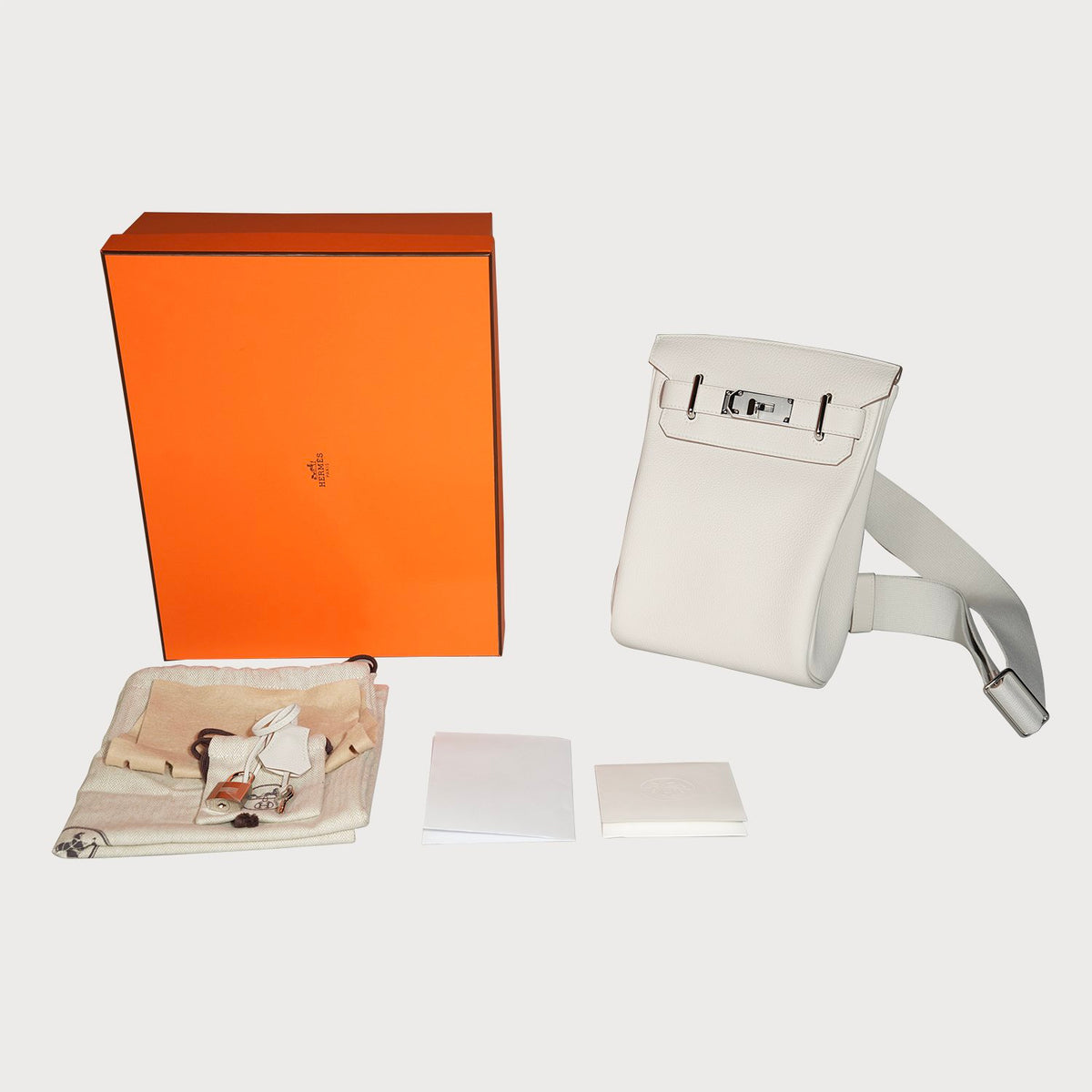 Hermès Hac A Dos Pm White/ Gris Pale With Palladium Hardware In Togo Leather - view 8