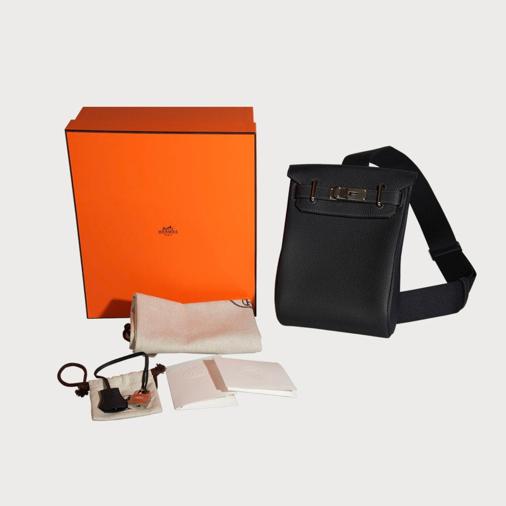 Hermès Hac A Dos Pm Caban With Palladium Hardware In Togo Leather - view 5