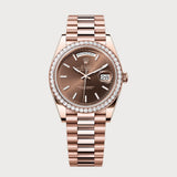 Day-Date 40 With Chocolate Dial & Diamond Set Bezel In Rose Gold