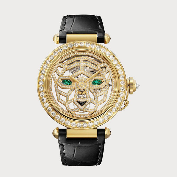 Cartier Pasha Skeleton With Panthere Decor In 41 Mm