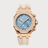 Royal Oak Offshore Chronograph In Rose Gold Diamond Set With Ice Blue Dial