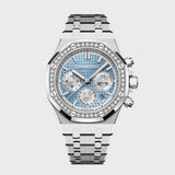 Royal Oak 38 Chronograph In Stainless Steel With Ice Blue Dial & Diamond Set Bezel
