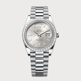 Day-Date 40 With Silver Baguette Dial & Baguette Diamond Bezel In Platinum