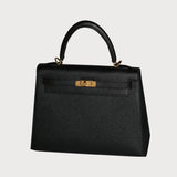 Kelly 25 Black With Gold Hardware In Epsom Leather