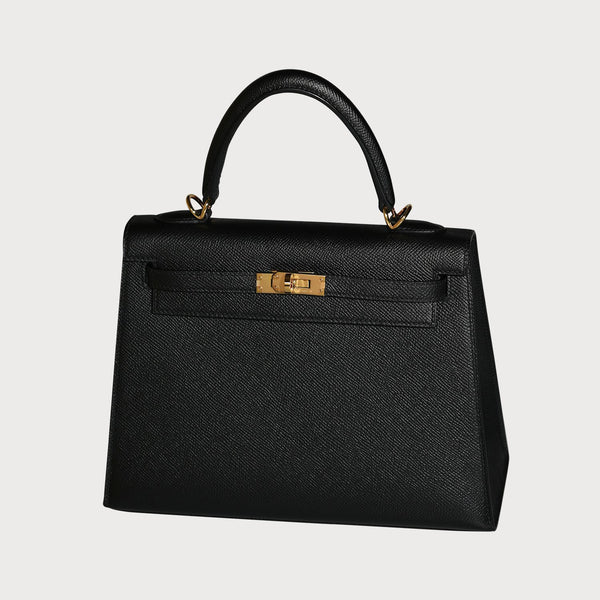 Hermès Kelly 25 Black With Gold Hardware In Epsom Leather