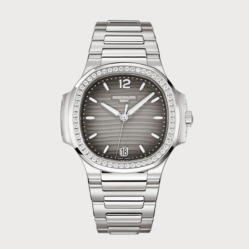 Patek Philippe Ladies Nautilus In Stainless Steel With A Diamond Set Bezel & Grey Dial