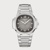 Ladies Nautilus In Stainless Steel With A Diamond Set Bezel & Grey Dial