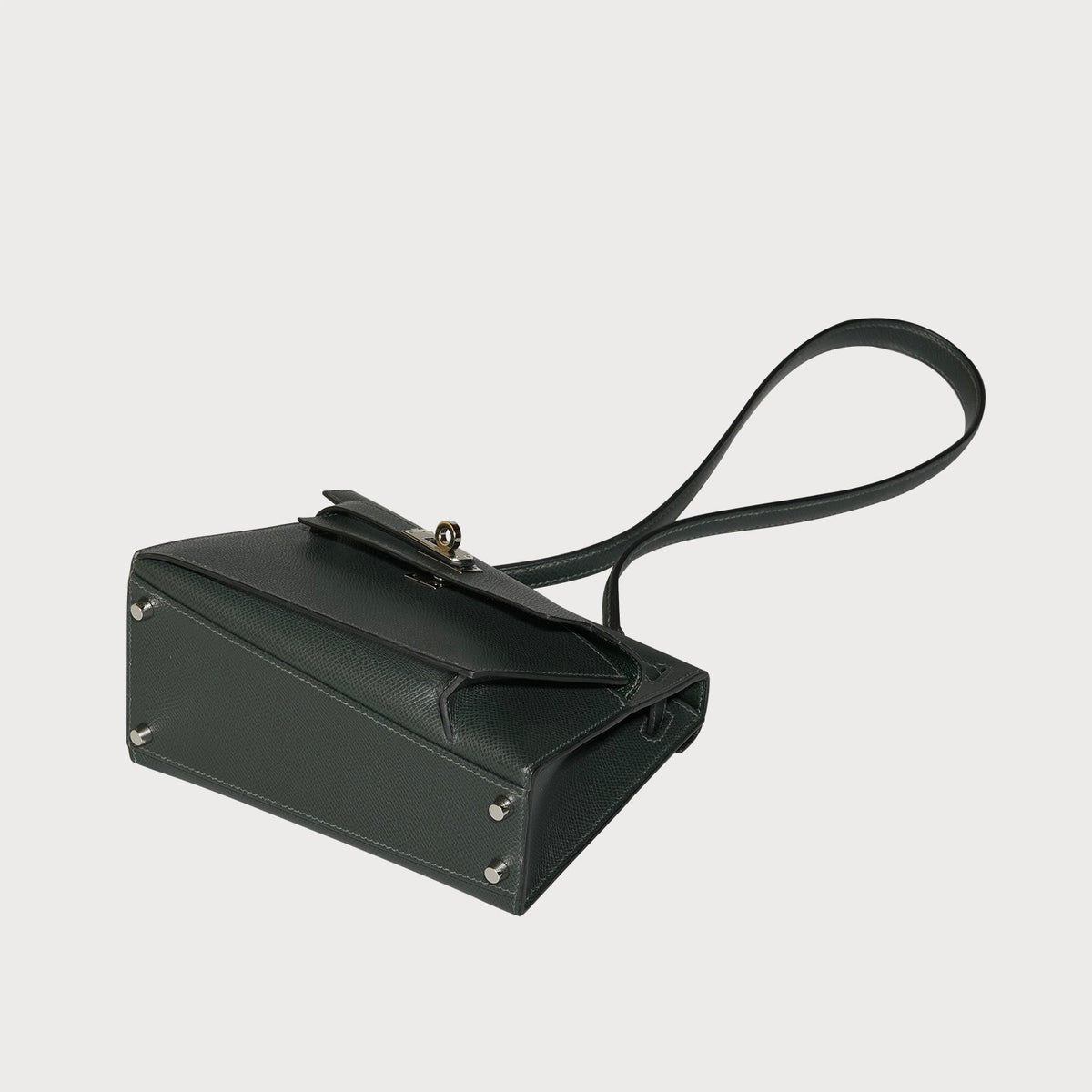 Hermès Mini Kelly 20 En Desordre In Vert Fonce With Palladium Hardware In Epsom Leather - view 8