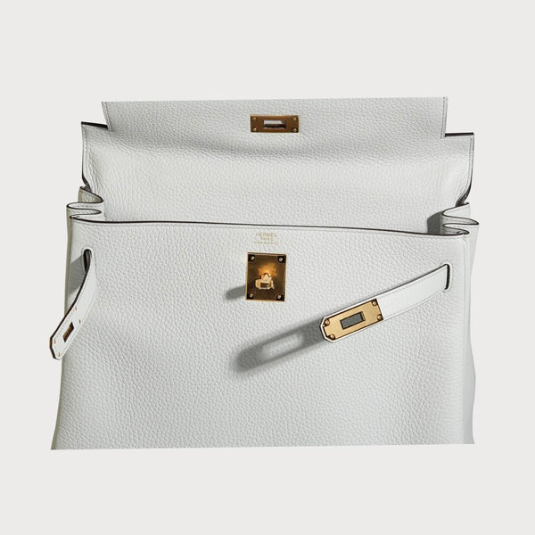 Hermes Kelly 32 Blue Pale With Gold Hardware In Taurillon Clemmence Leather