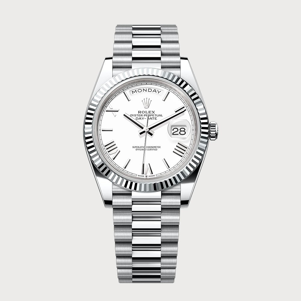 Rolex Day-Date 40 White Roman In Platinum