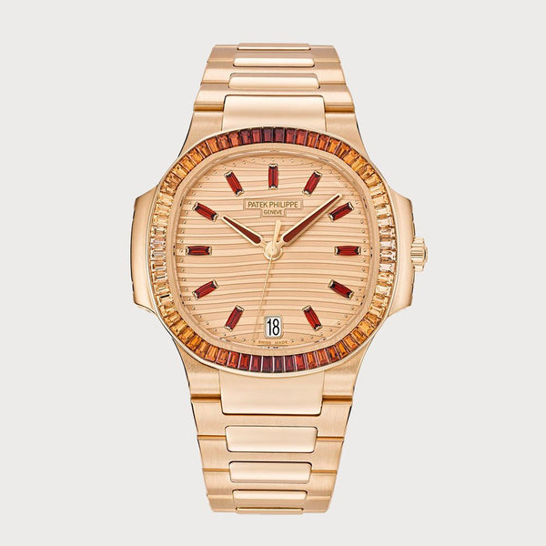 Patek Philippe Ladies Nautilus Spessartite Set In Rose Gold