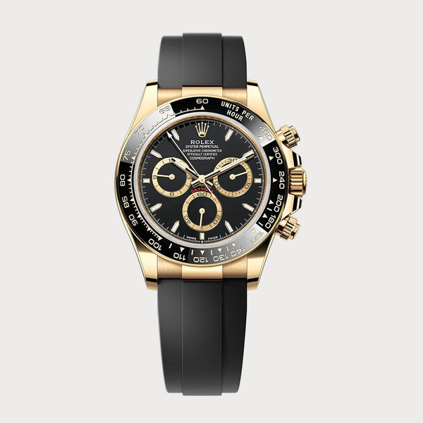 Rolex Daytona In Yellow Gold With Black Dial On Oysterflex
