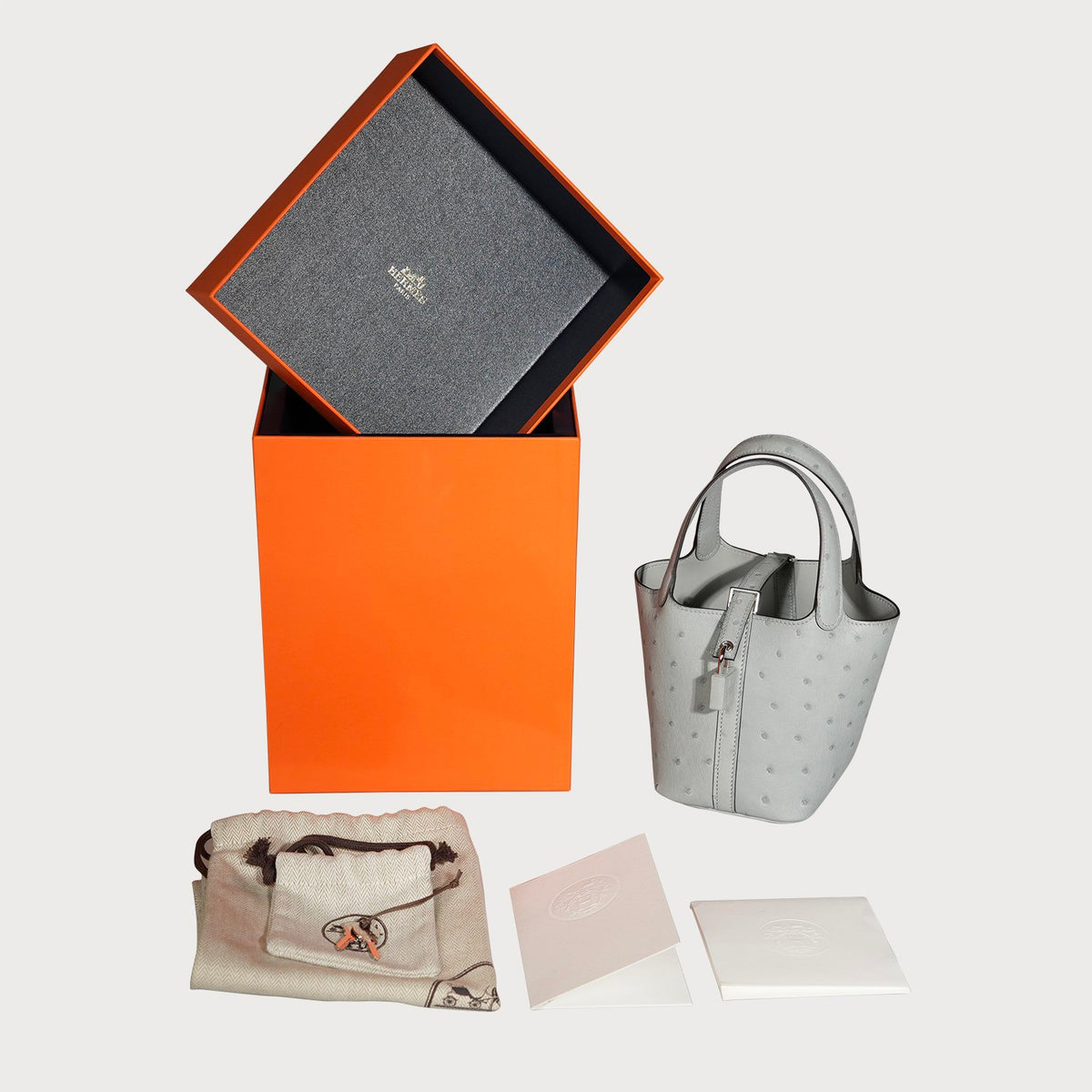 Hermès Picotin Micro 14 Blue Glacier With Palladium Hardware In Ostrich Leather - view 8