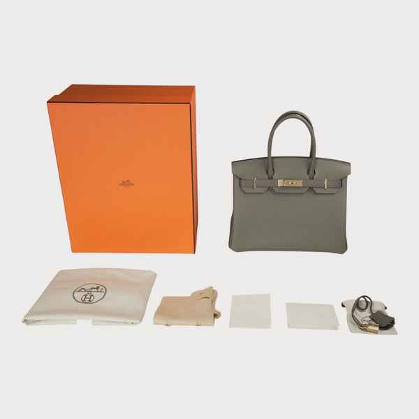 Birkin 30 Hss Gris Meyer & Gris Etain PBHW Togo