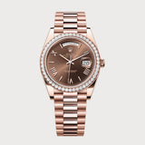 Day-Date 40 With Chocolate Roman Dial & Diamond Set Bezel In Rose Gold