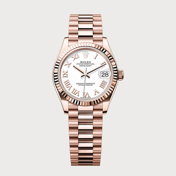 Rolex Datejust 31 White Roman Dial In Rose Gold