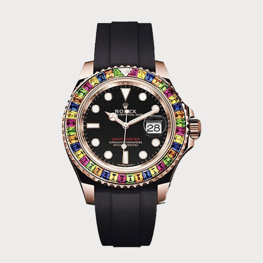 Rolex Yacht-Master Rainbow Haribo With Black Dial In Rose Gold