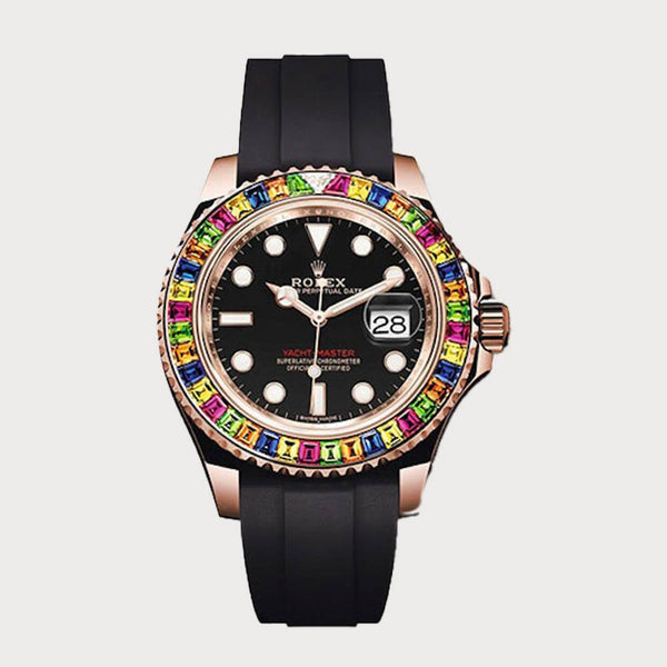 Rolex Yacht-Master Rainbow Haribo With Black Dial In Rose Gold