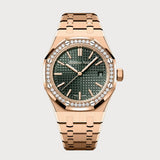 Royal Oak 37 Rose Gold With A Green Dial & Diamond Bezel