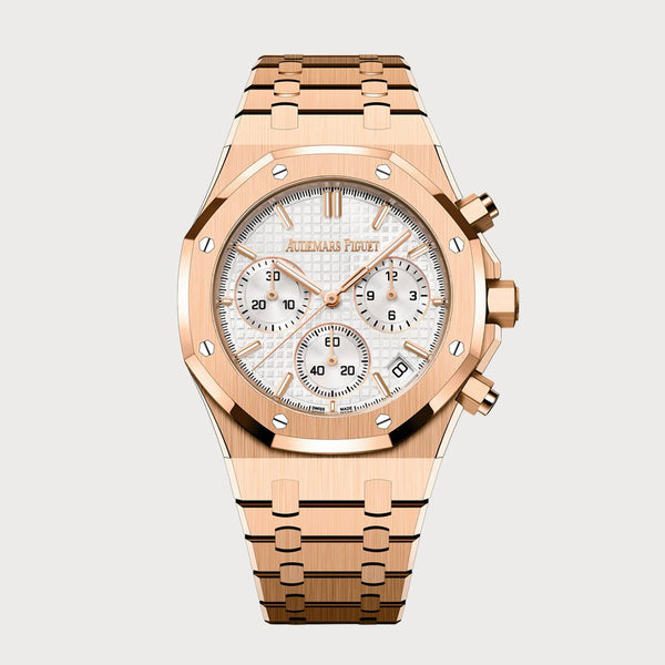 Audemars Piguet Royal Oak 41 Chronograph In Rose Gold With A White Dial