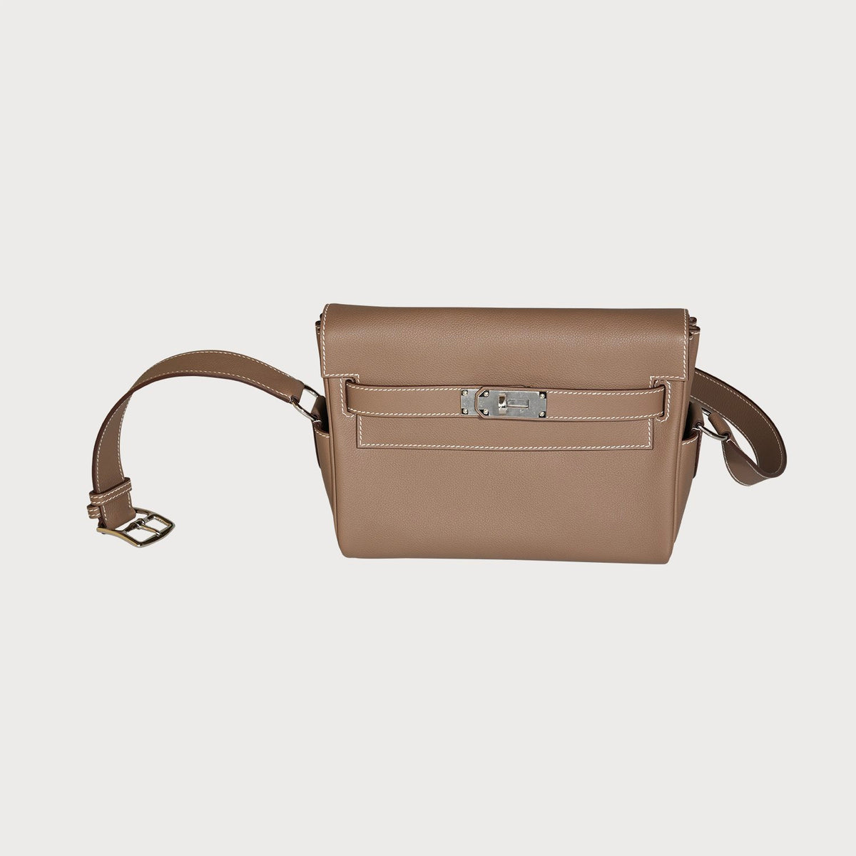 Hermès Hermes Kelly Messenger Pm Etoupe With Palladium Hardware In Evercolor Leather
