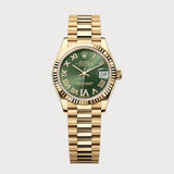 Datejust 31 Green Roman Diamond Dial In Yellow Gold